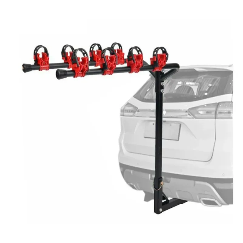Square Mouth Vehicle Rear Mount Bracket Bike Tail Suspension Rack, Holds Up To 4 Bicycles Outdoor Cycling Storage Holder