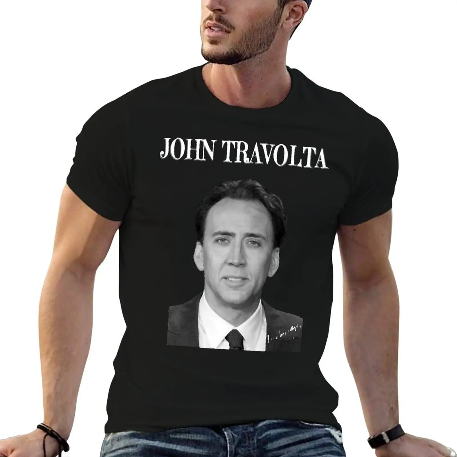 

Nicholas Cage as John Travolta - Nicolas Cage - Nick Cage - Nic T-Shirt hippie clothes shirts graphic tee t shirts for men