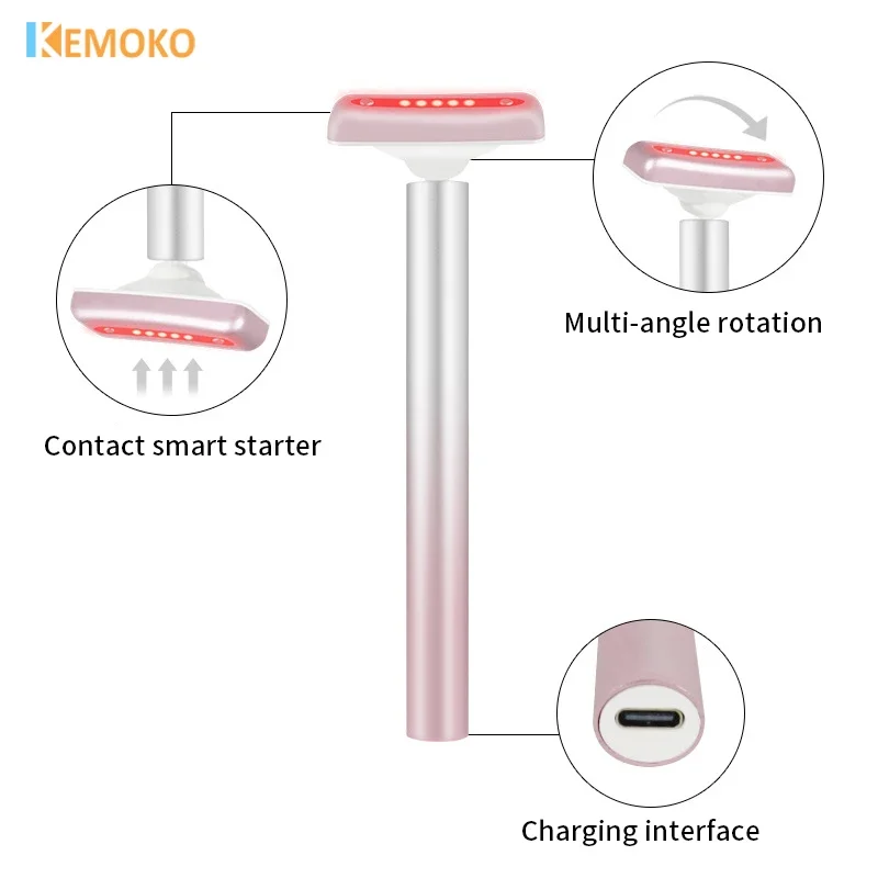 Masajeador de ojos EMS LED microcorriente calefacción vibración cuello Facial antienvejecimiento arrugas Estiramiento Facial masajeador dispositivo de belleza Facial