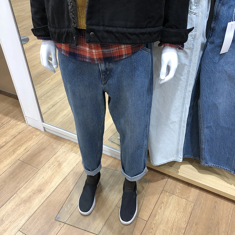 

Trendy Collaboration Men's Wide Leg Slim Fit Jeans Casual Straight Cut mid Waist Youth ular All Seasons Jeans