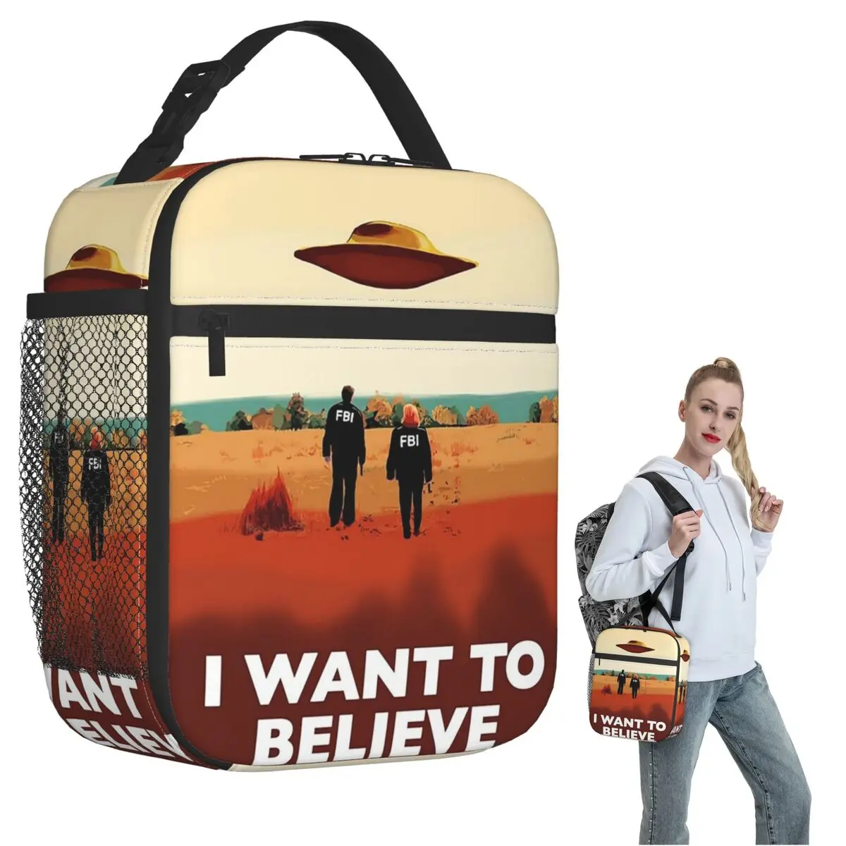 The X Files I Want To Believe FBI P Insulated Lunch Bag for Women Children Leakproof Food Boxes Thermal Lunch Box Tote