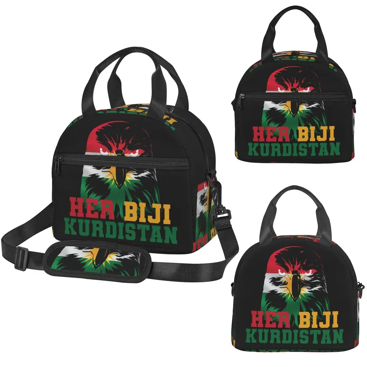 

Термосумка для обедов Her Biji Kurdistan Flag Eagle для женщин, офисная термосумка-холодильник, герметичная сумка-тоут для обедов