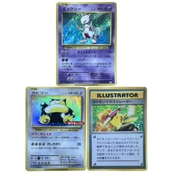 3pcs/set Pokemon Mewtwo Snorlax Animation Characters Self Made Refraction Flash Card Anime Classics Game Collection Cards Toy