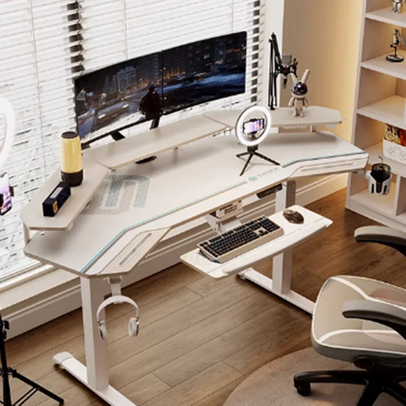 Working Elevate Designer Desk White Computer Shelf Electric Study Office Desks Gaming Adjustable Modern Escritorio Home Office