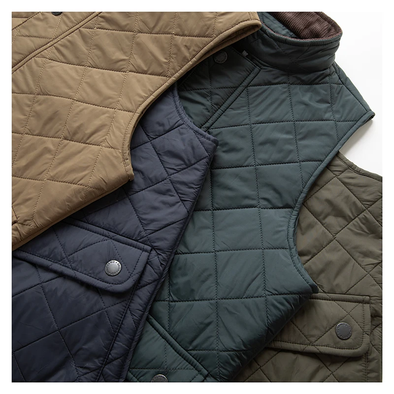 Retro Japanese Brand Corduroy Jacket Vest Men's Heavy Stitching Cotton Lined Stand Collar Vest Inner Sleeveless Youth Style