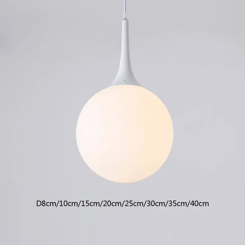 Nordic White Glass Ball Pendant Lights, LED Loft Hanging Pendant Lamp, Iluminação da sala de estar, Home Black Horn Fixtures