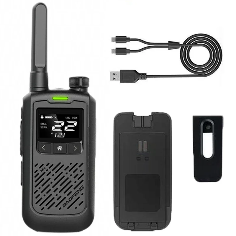 2PCS BF-T17 FRS Mini Walkie Talkie Portable Two Way Radio Long Range 22CH VOX USB 2W0.5W Ham Radio with LED Flashlight