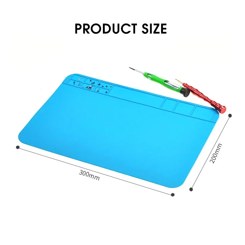 

30x20cm Multifunctional Heat Insulation Silicone Soldering Pad Mat Desk Maintenance Platform For Repair Station Without Magnetic