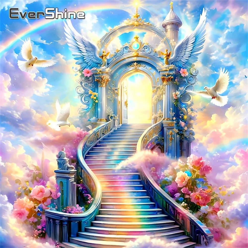 Evershine Diamantmalerei Landschaft Wolken Vollquadratische Stickerei Treppen Strass Bild Mosaik Blume Handgemachtes Hobby