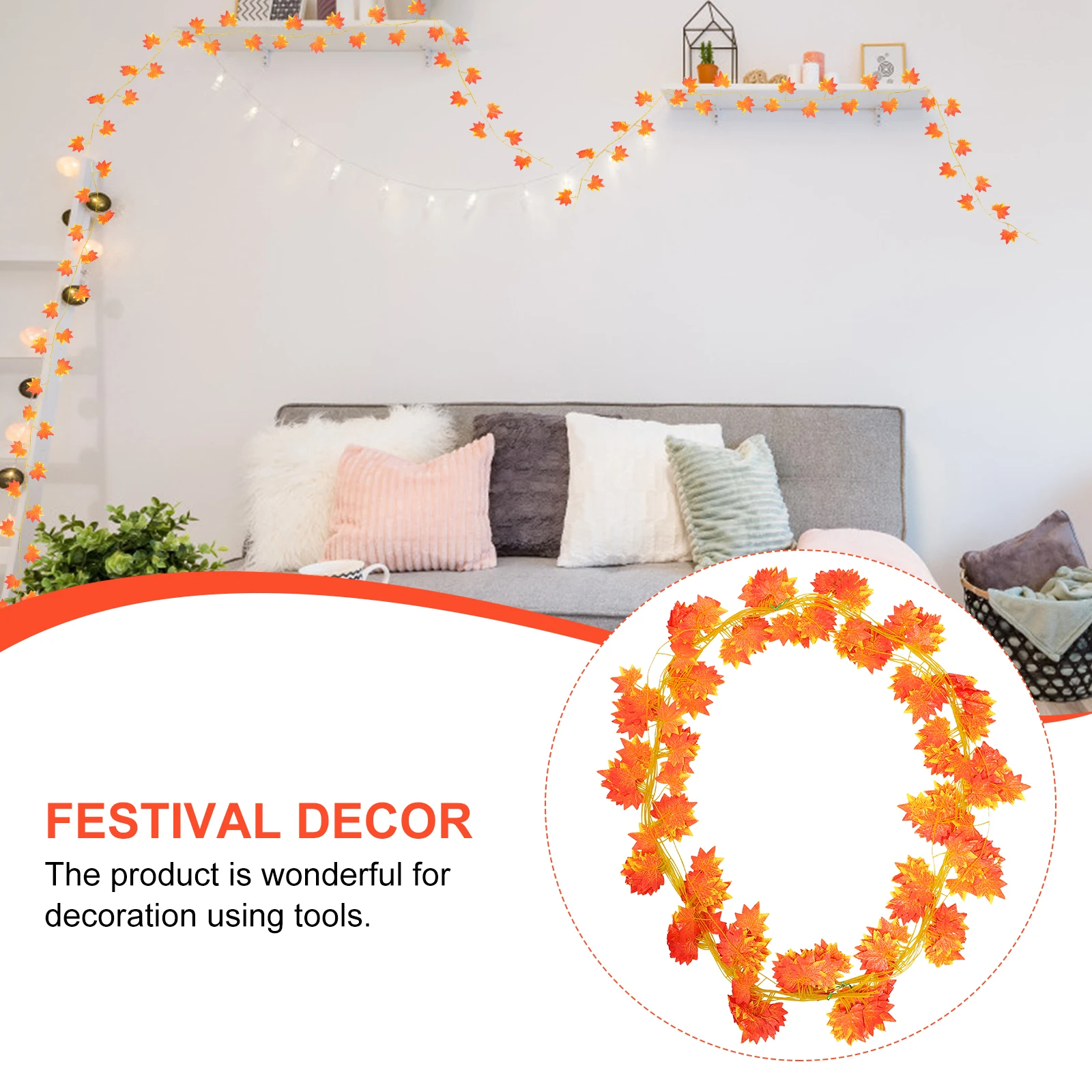 

12pcs Simulated Maple Leaf Autumn Garland Fall Festival Artificial Rattan Hanging Red Home Garden Patio Decoration