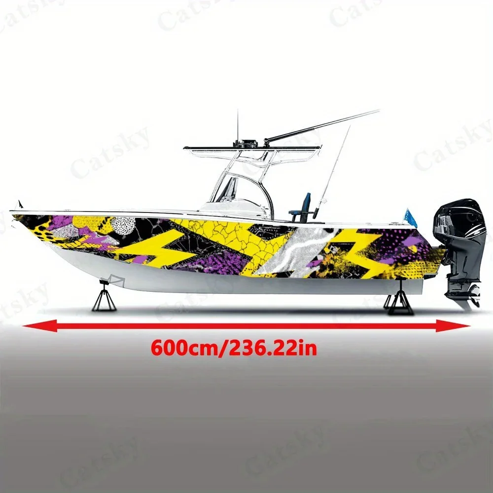 Purple Cracks and Yellow Lightning Boat sticker vinyl ship pontoon deck Boat fishing decorative pontoon boats decal