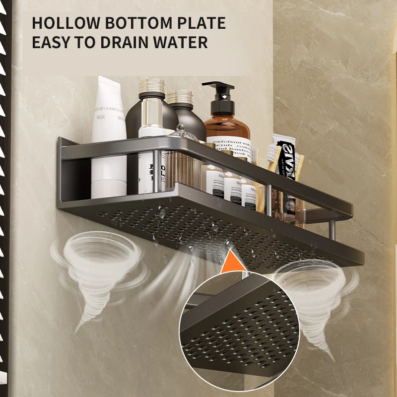 Полка для ванной комнаты, органайзеры для хранения макияжа, алюминиевая полка для шампуня, полотенец, полки без сверления, настенная полка,