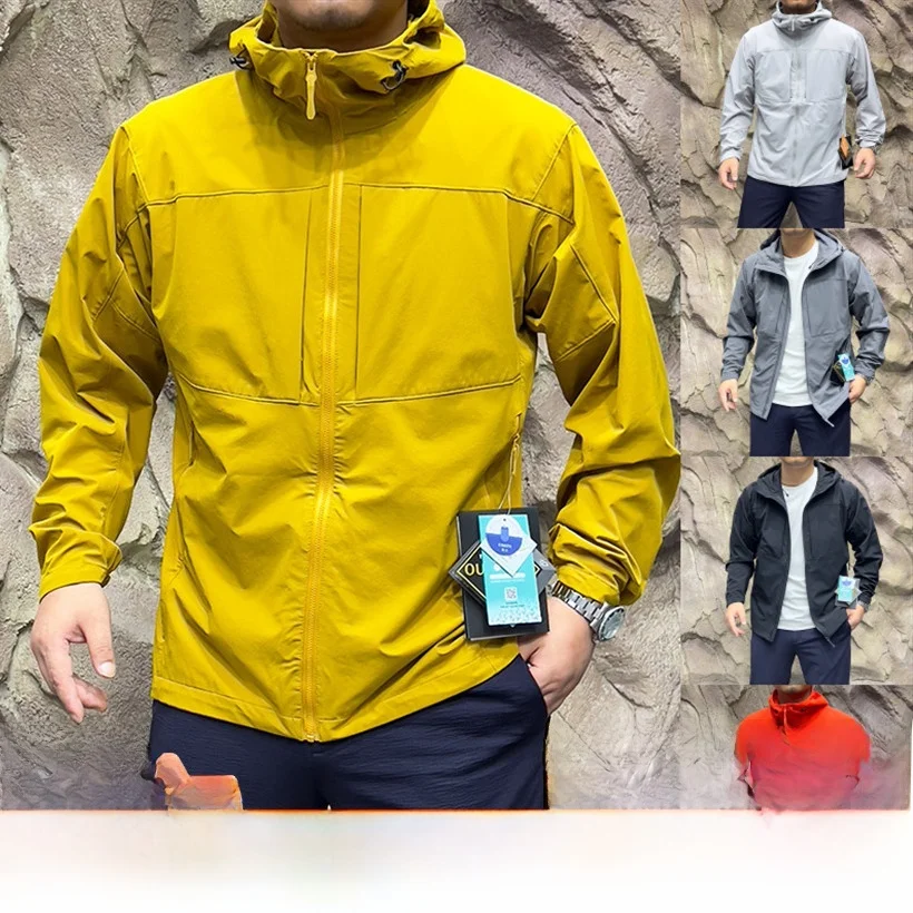 

Dingli Рекомендуемая мужская куртка серии GM для улицы, тонкая мягкая водонепроницаемая ветрозащитная куртка с капюшоном, весенне-осенняя длинная подставка...