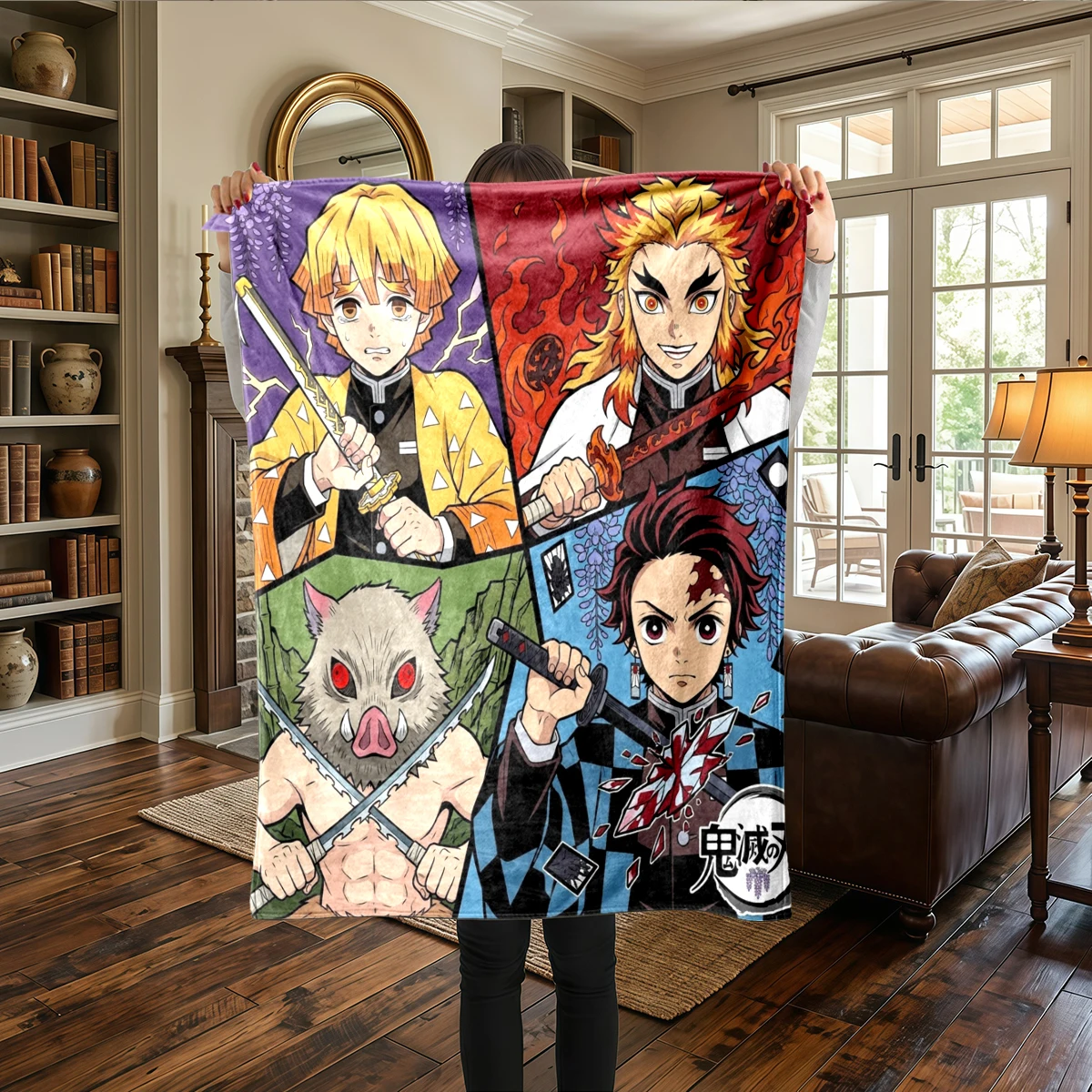 Demon Slayer Kimetsu no Yaiba Warm Comfortable Printed Flannel Blanket, For Bedrooms, Sofas, Travel -HE24