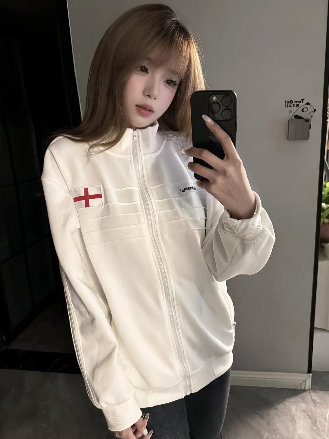 American Style Casual Sweatshirt Jacket Women Spring Autumn New Loose Stand Collar Training Versatile Open Cardigan Jacket