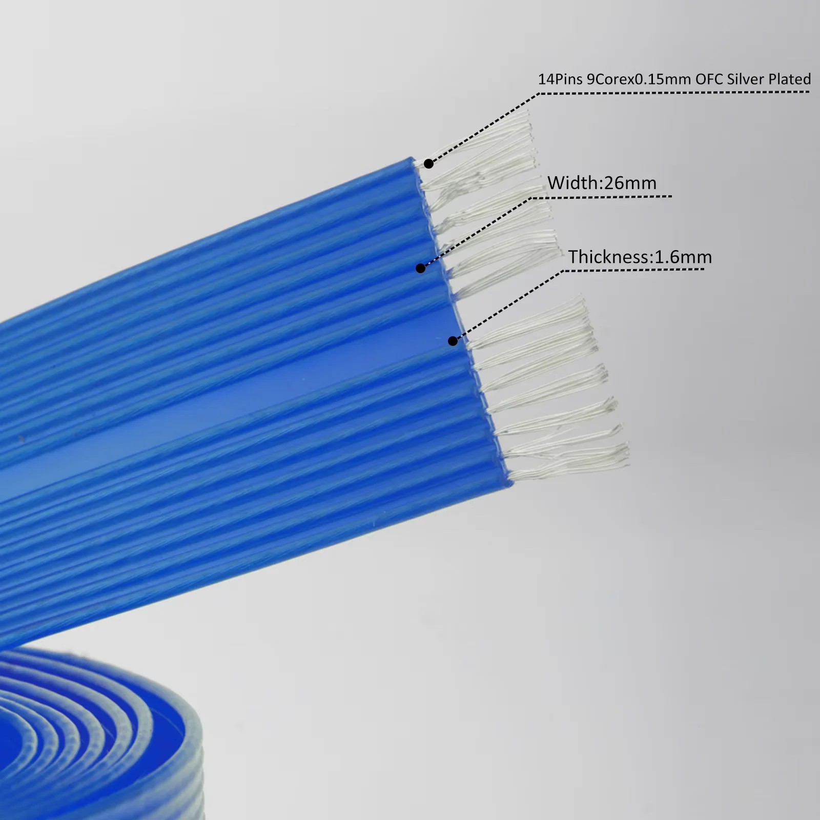 Preffair L316 Speaker Cables Silver-plated OCC Loudspeaker Flat Wires for Amplifier Speaker Subwoofer--1 Pair