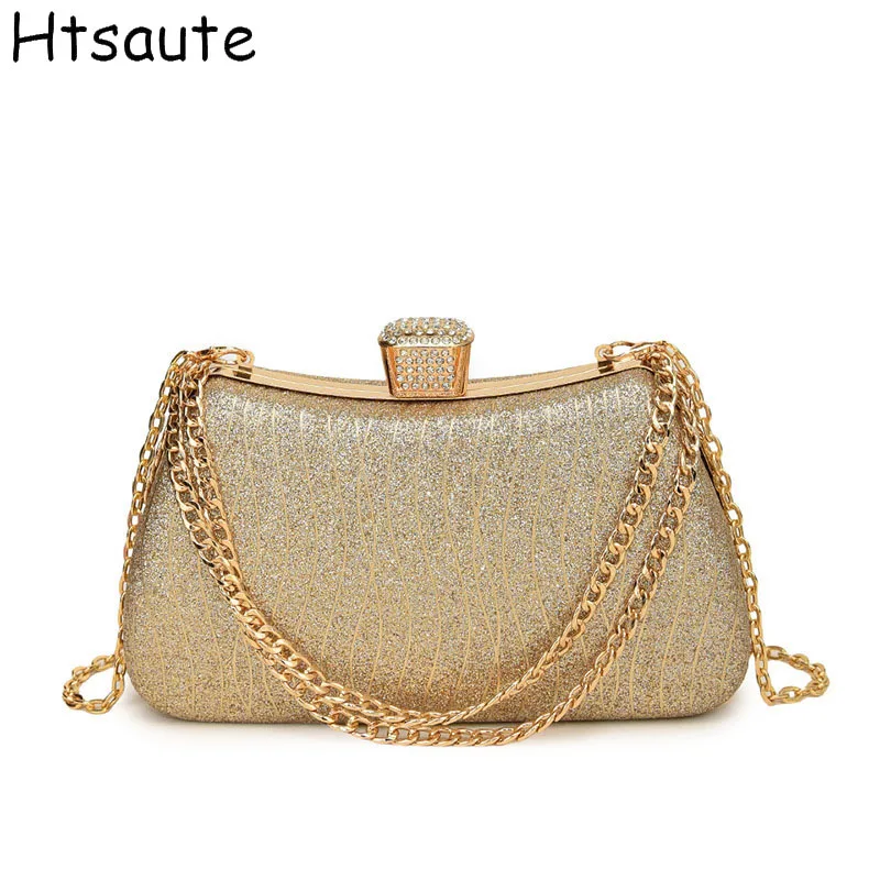 Hot Sale Luxury Moon Handbag Apricot Evening Clutch Bag Party Chain Shoulder Bag Female Sequin Wedding Purse Handbag for Women