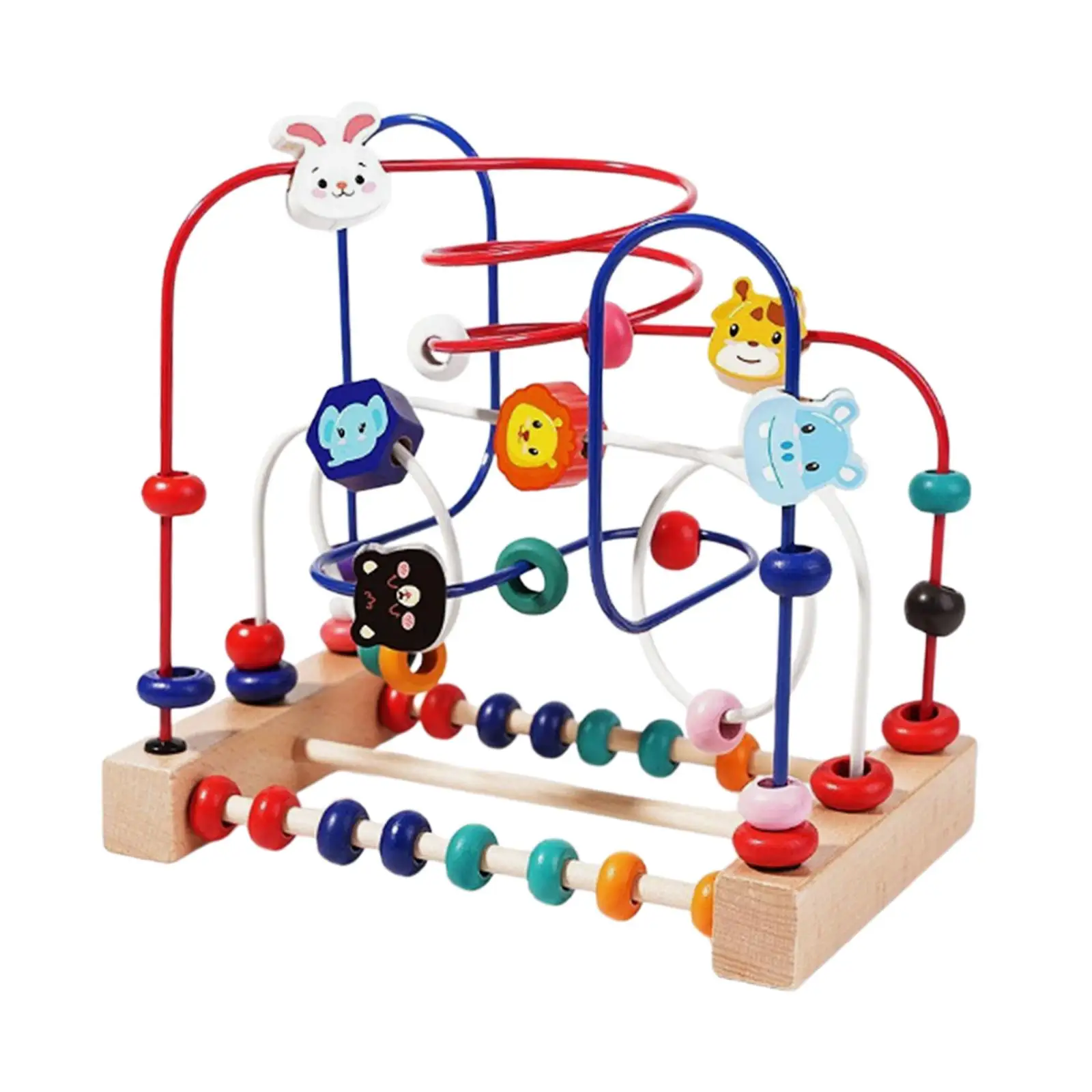 Bead Maze Toy Puzzle Beads Fine Motor Skills Educational Toy Wooden Educational Abacus Beads Circle for Boys Girls Babies