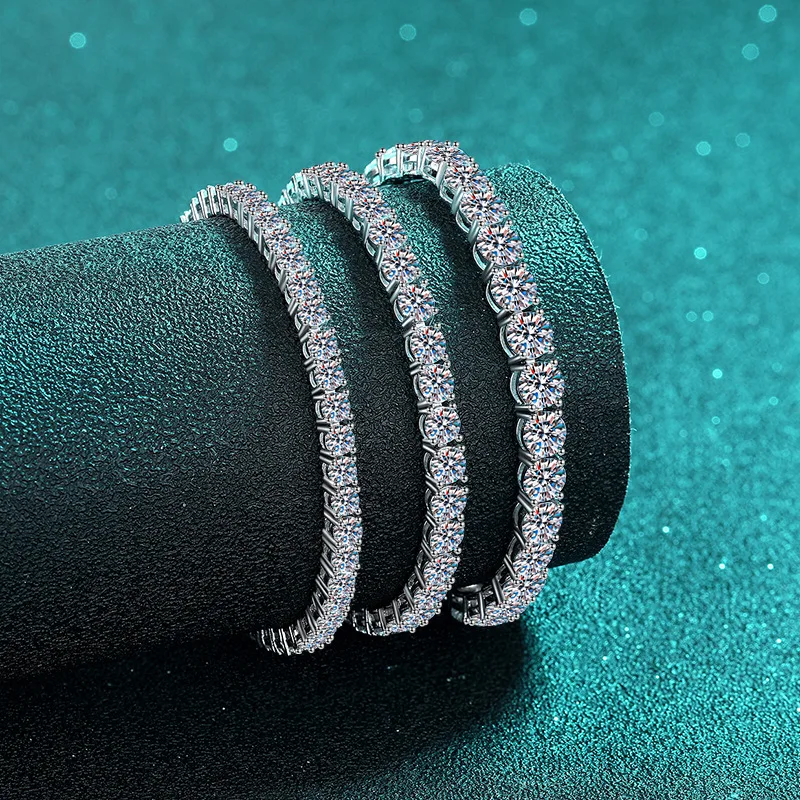 100% S925 فضة 2-6 مللي متر مويسانيتي حقيقي سوار للتنس للنساء مجوهرات الزفاف عيد الميلاد هدية رائعة