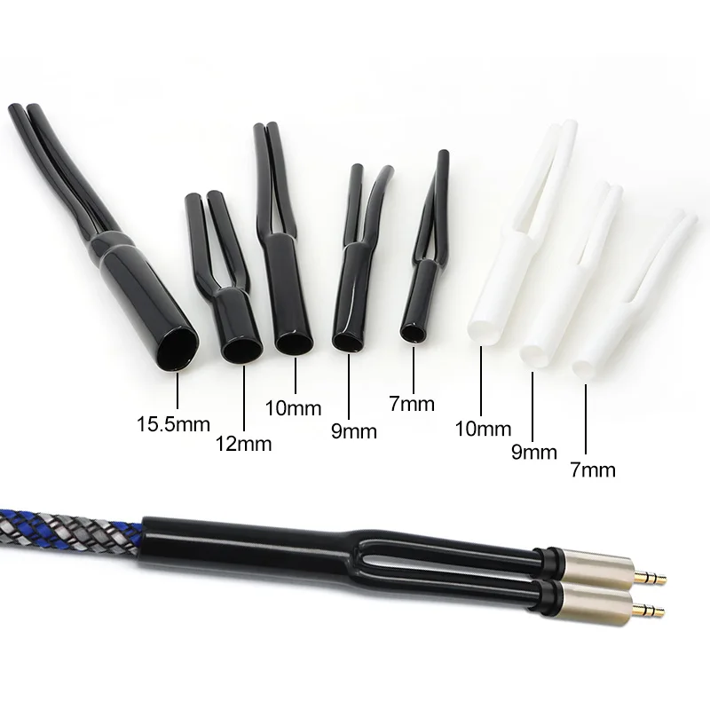 Y-shaped PVC Sleeve 7mm 9mm 10mm 12mm 15.5mm No-Shrinkable Y Splitter Pant Boot DIY Speaker Audio Cable Pants Accessory 2-50pcs