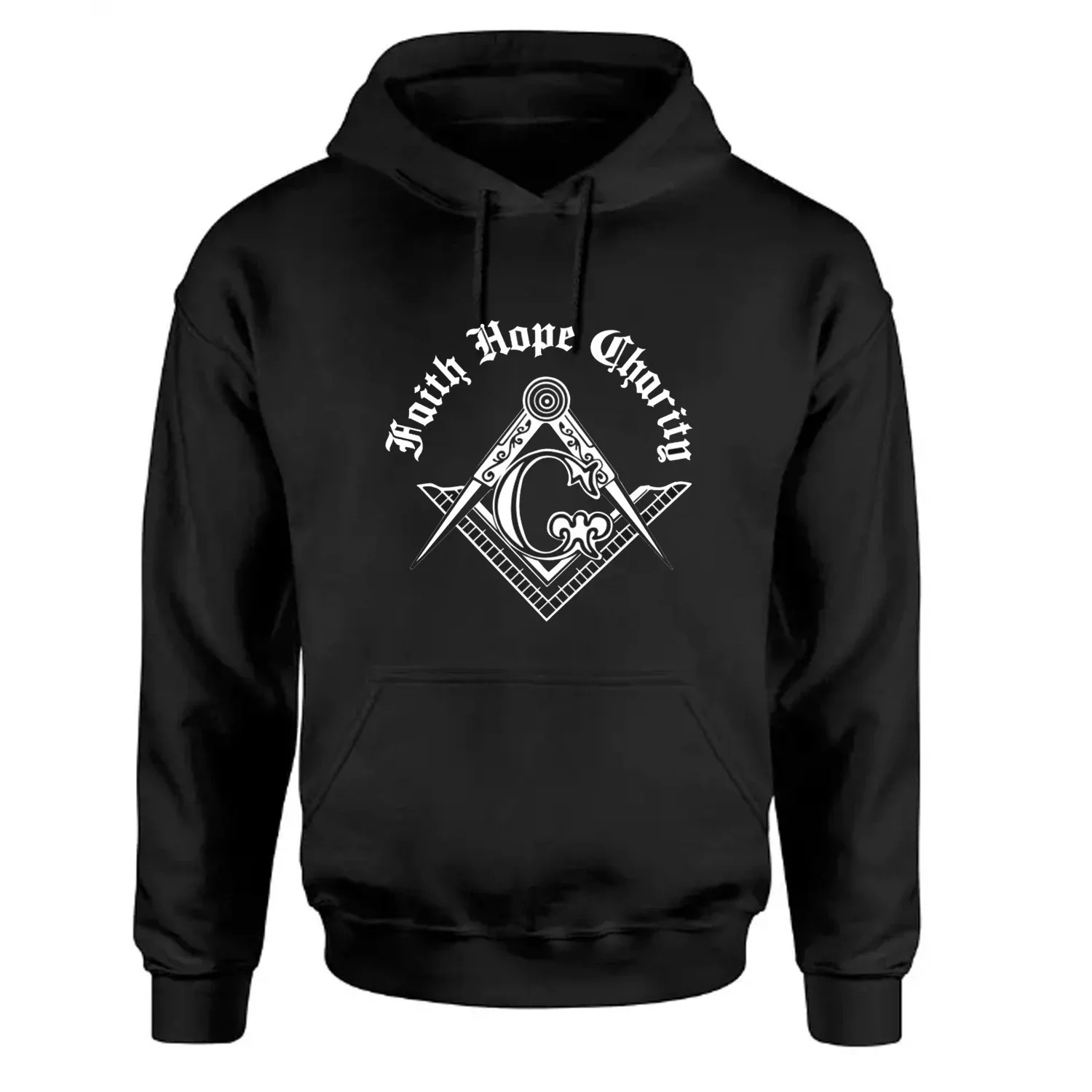 Faith Hope and Charity Freemason Emblem Symbol Masonic Pullover Hoodie Comfortable Cotton Casual Mens Sweatshirts Streetwear
