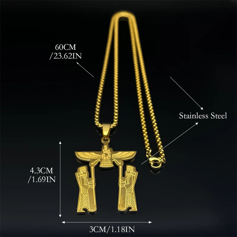 Trend Punk Ahura Mazda Light and Fire of Truth Zoroastrianism Pendant Necklace Earrings for Women Men Amulet Jewelry Set