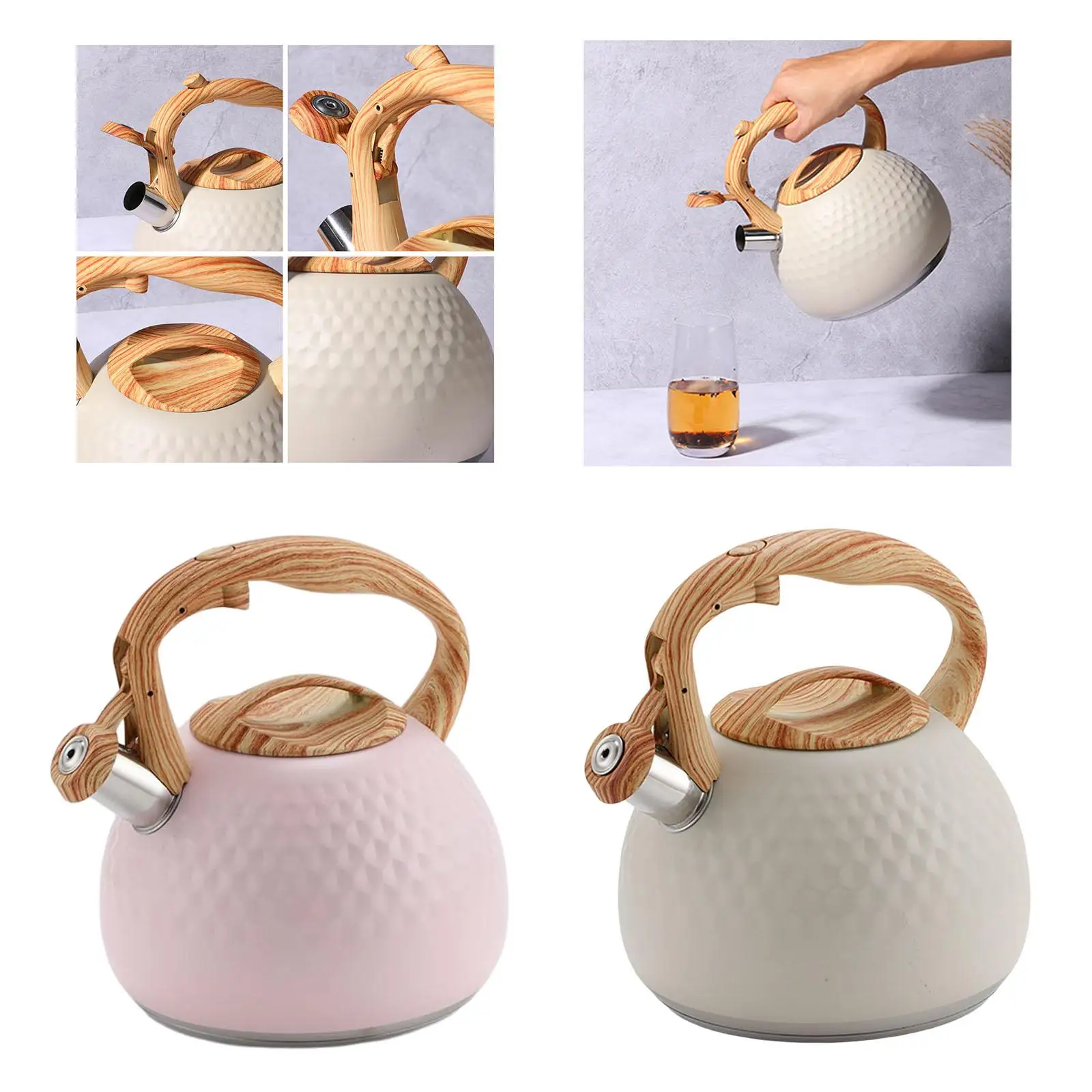 Stove Top Loud Whistling Kettle Bright Cookware Induction Teakettle Heat Modern Teapot Tea Kettle Hammer Kettle for Kitchen