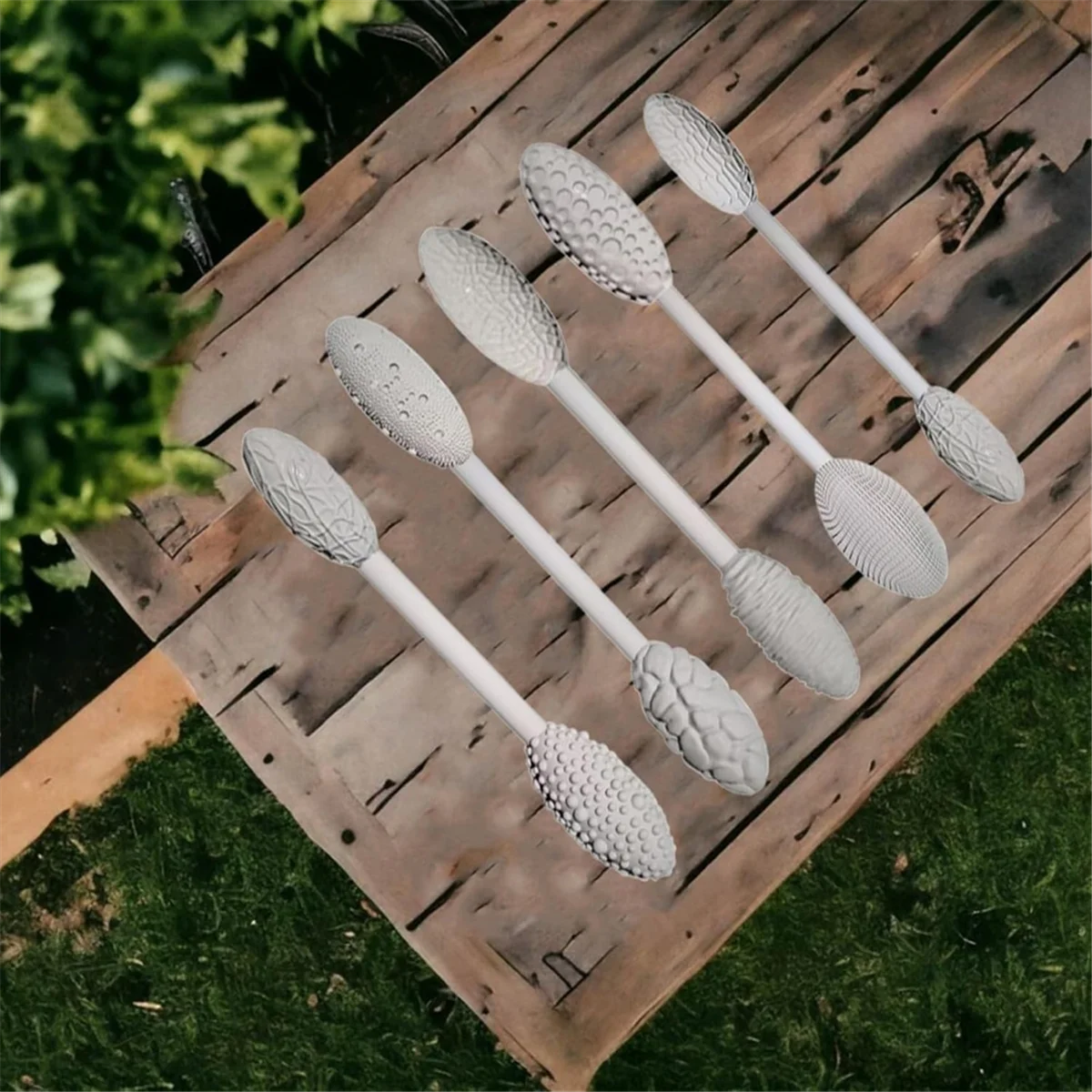 AA98 Texture Tool Set for Art Projects, 5 Piece Oval Pattern Rollers Kit, Modeling Sticks for DIY Crafts (Both Ends)