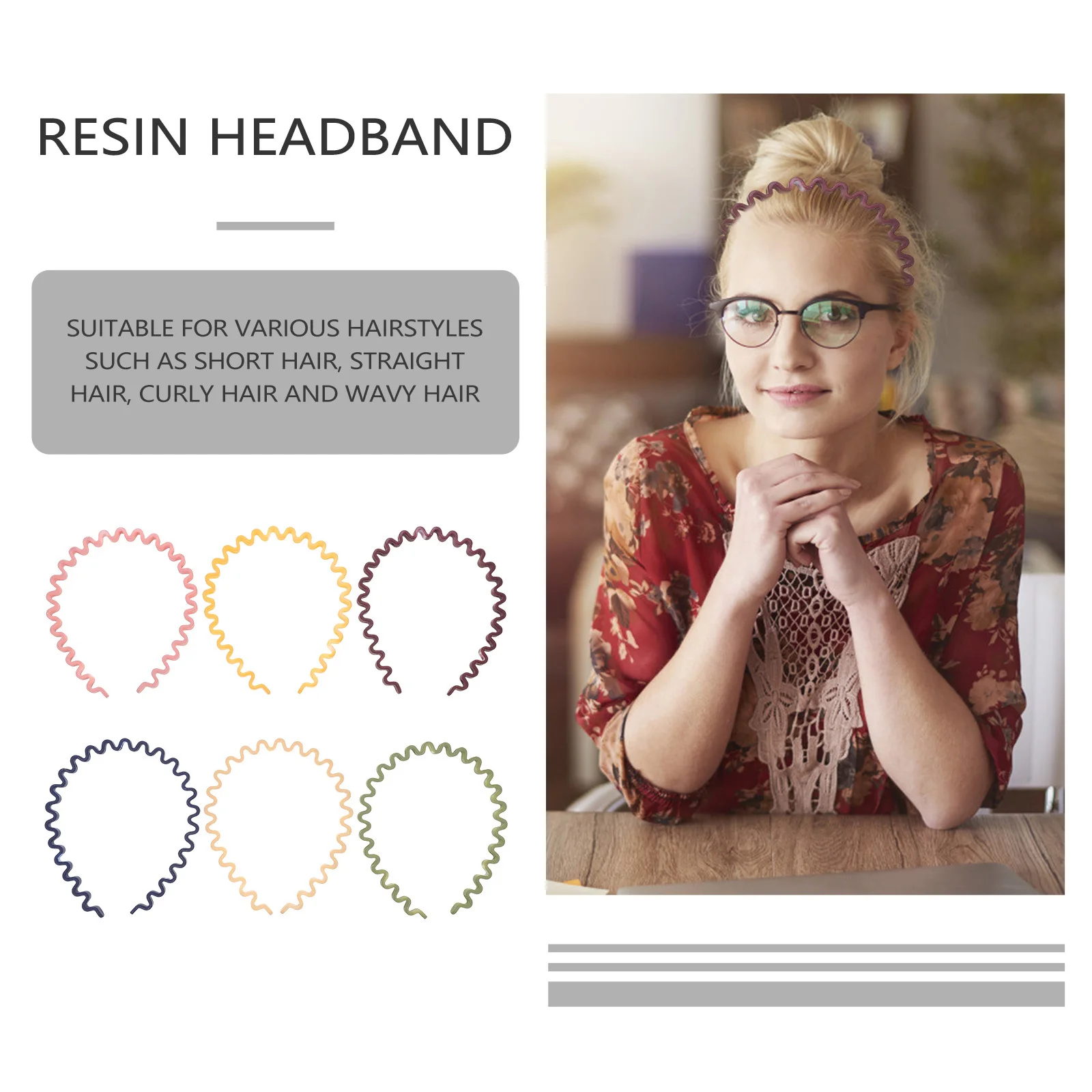 

6Pcs Wavy Hairband Resin Frosted Headbands for Women Girls Simple Fashionable Hair Hoop for Various Hairstyles Long Wear