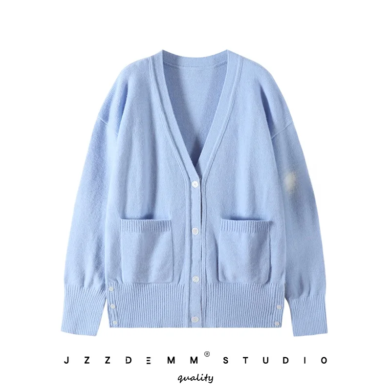 

Loose plus Size Women's Knitted Sweater Thick Long Sleeve V-Neck Classic Outerwear Autumn Winter Korean Style Button-Up Cardigan