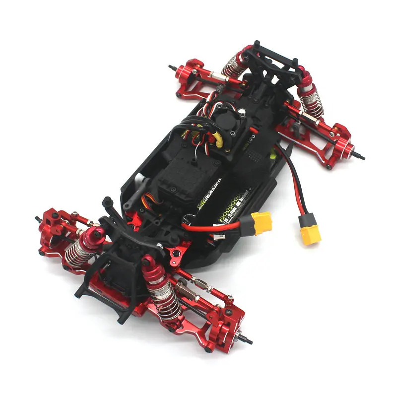 Accessori in metallo JIUSI MT14R PT14R WB12 per auto telecomandate: Collezione di parti rosse per braccio oscillante e coppa dello sterzo
