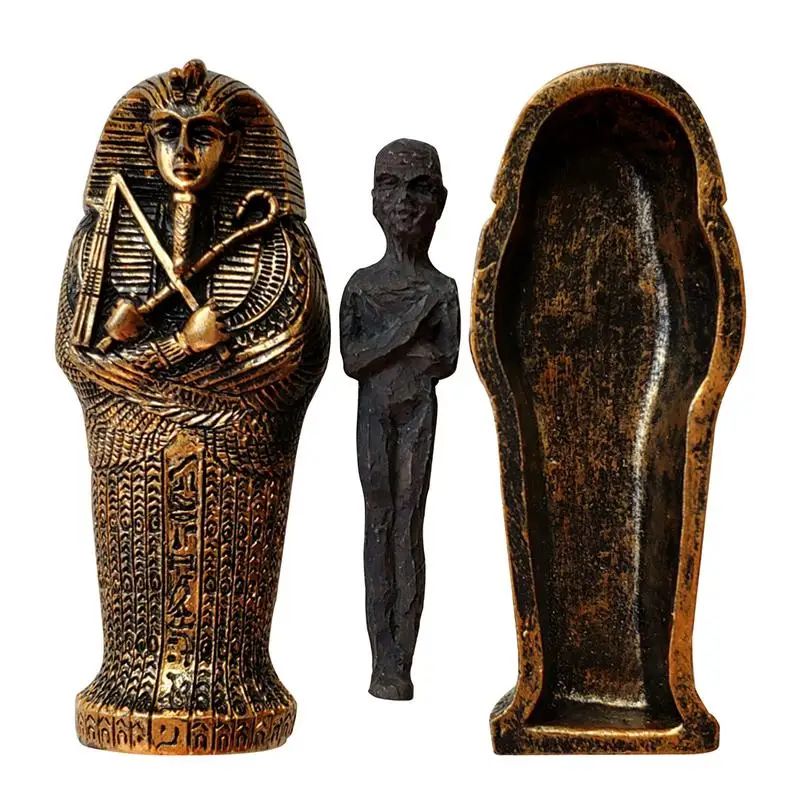 1pcs Resin Ancient Egyptian Coffin Figurine Sculpture Small Ornaments Miniature Model Egypt Mummy Statue Fish Tank Decoration