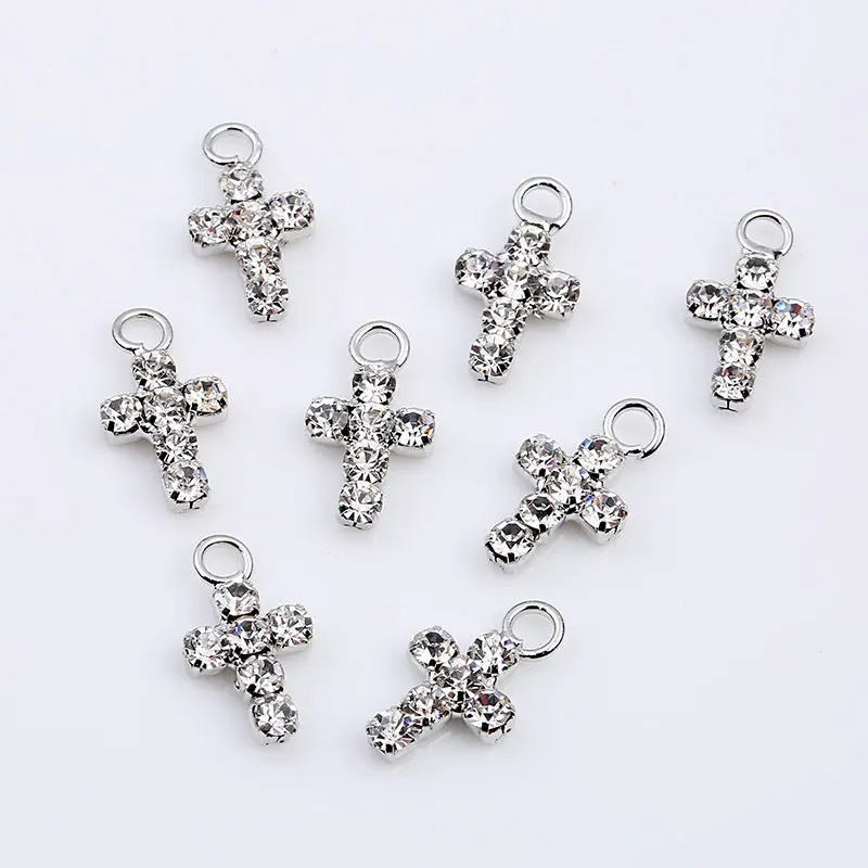 

5/10pcs Crystal Cross Pendant DIY Charms Pendant Connectors for Crafting Bracelet Necklace Jewelry Making Accessory