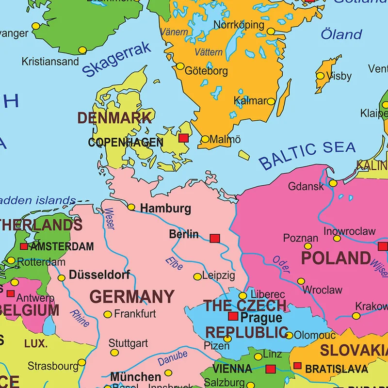 Vintage ยุโรปแผนที่โปสเตอร์รายละเอียด Travel ห้องเรียนโรงเรียน Wall Art สําหรับตกแต่งห้องนั่งเล่นสําหรับเด็ก Multi-ขนาด