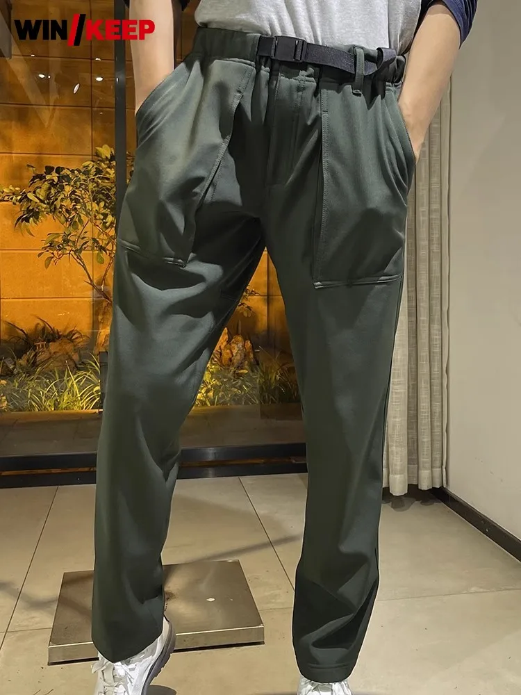 

Мужские осенне-зимние теплые походные брюки с флисовой подкладкой, ветрозащитные водонепроницаемые брюки из софтшелла, уличные прямые спортивные брюки для скалолазания, мужские