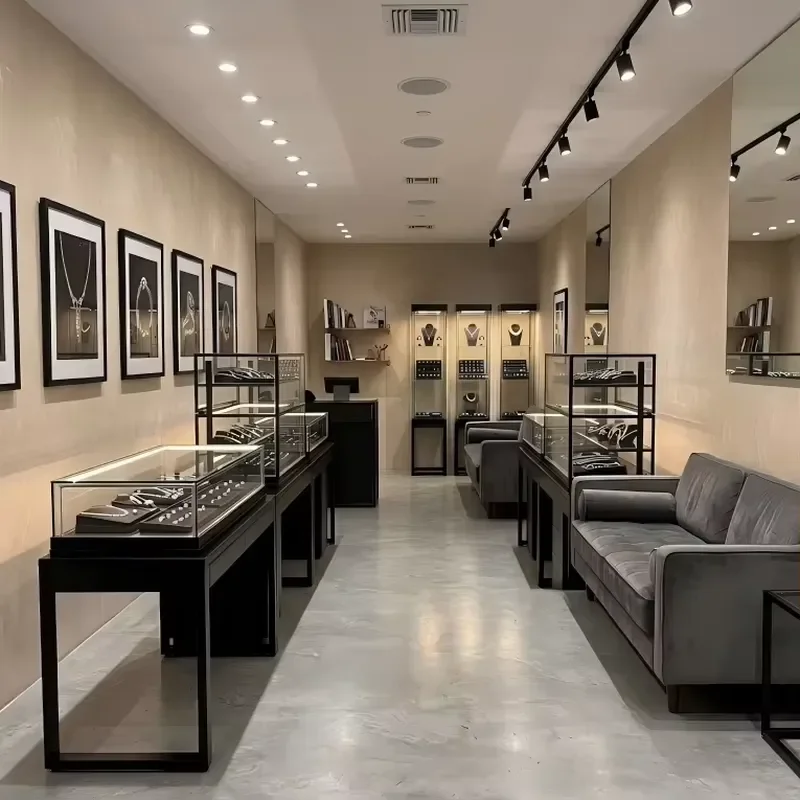 Countertop Table Top Stainless Steel Glass Display Case with LED Lighting for Jewelry Watch Retail Counter Showcase