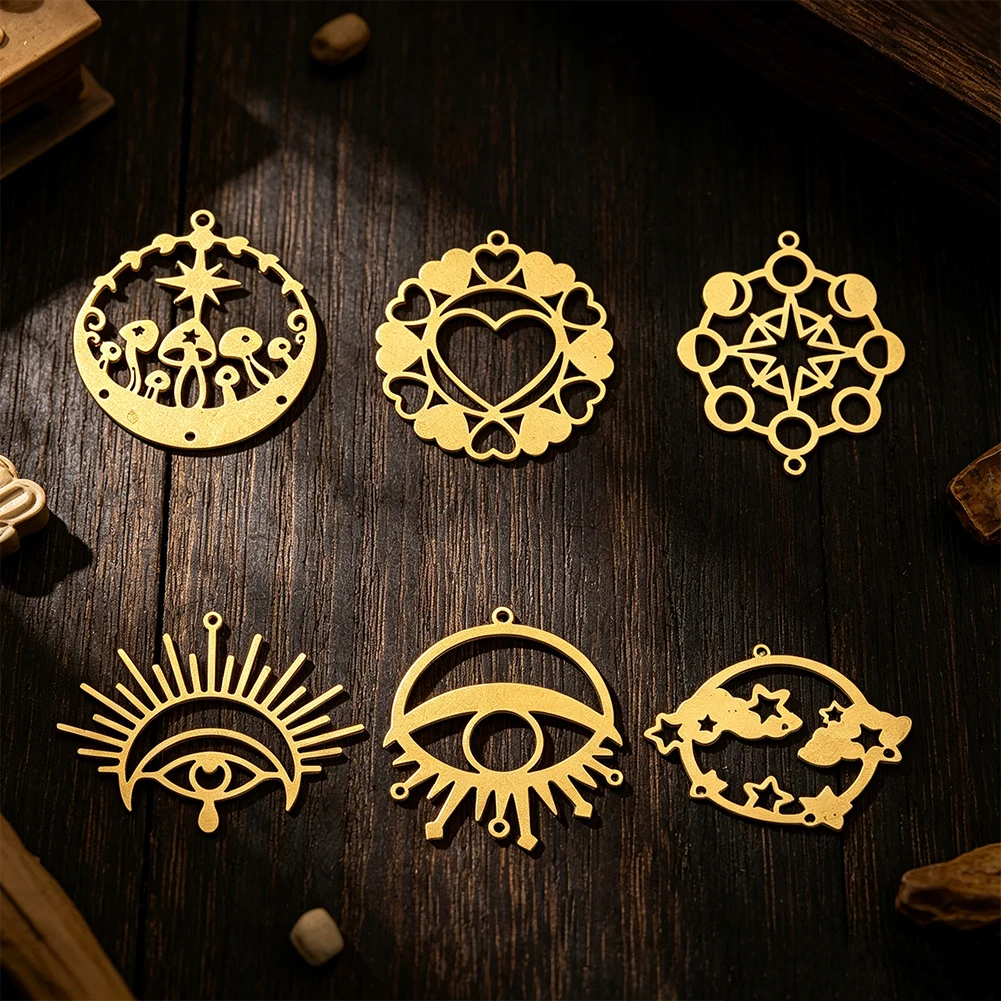 2pcs Mysterious Witchcraft Brass Hanging DIY Crystal Suncatcher Making Pendant Part Gothic Charm Jewelry Wind Chimes Accessories
