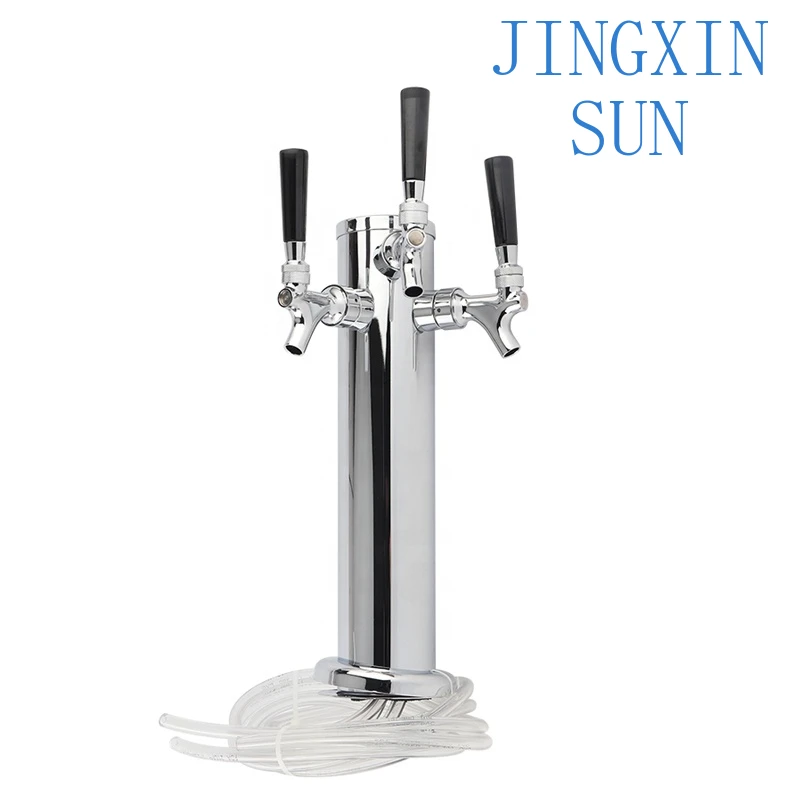 Chrome Plated Triple Tap Beer Tower With Draft Beer Faucet Beer Drink Dispenser For Bar /Party/Home/Kitchen