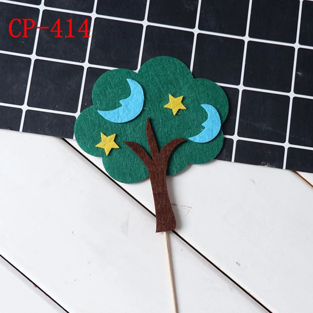 

16 Pcs Small Tree Cake with Flag Forest Picks Party Dessert Decor Decorative Supplies Decoration Wooden Topper Cakes