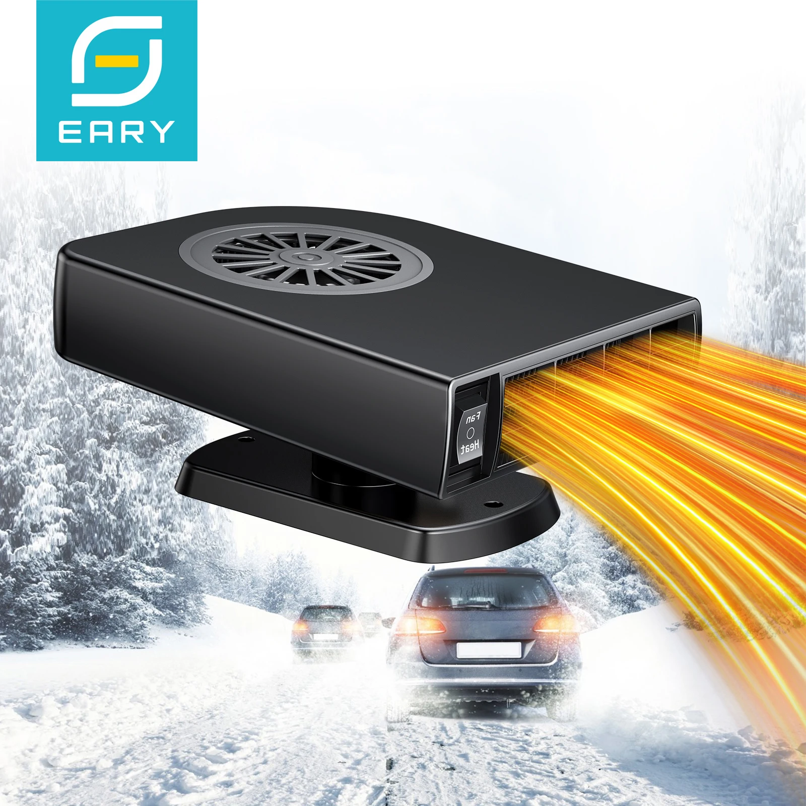 

Eary Portable 12V 150W Car Heater Windshield Defrost Defogger 2-in-1 Car Heat Cooling Fans With 360° Rotatable Car Accessories