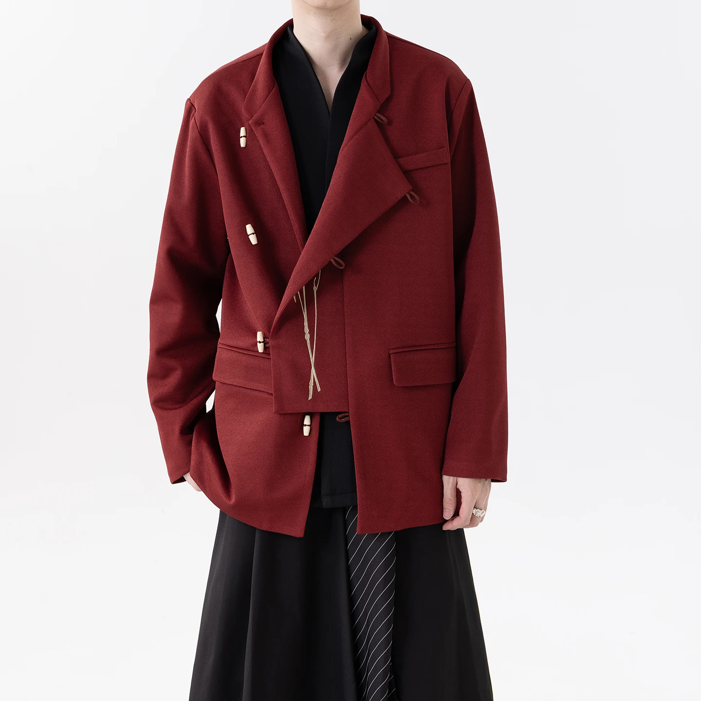 

Chinese Style Men Irregular Suit Jackets Men Handsome Blazers Men Casual Suit Jacket Male Streetwear Bamboo Embroidery Blazers