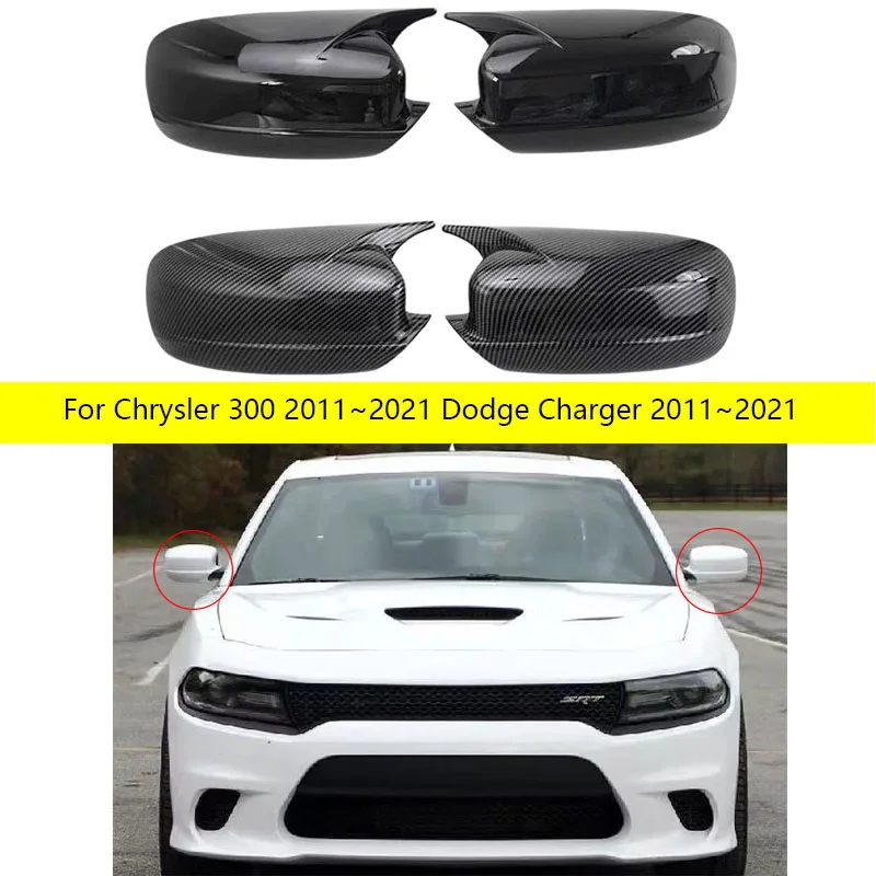 

Car Rearview Side Mirror Cover For Chrysler 300 2011~2021 Dodge Charger 2011~2021 Wing Cap StickerView Case Trim Carbon Fiber