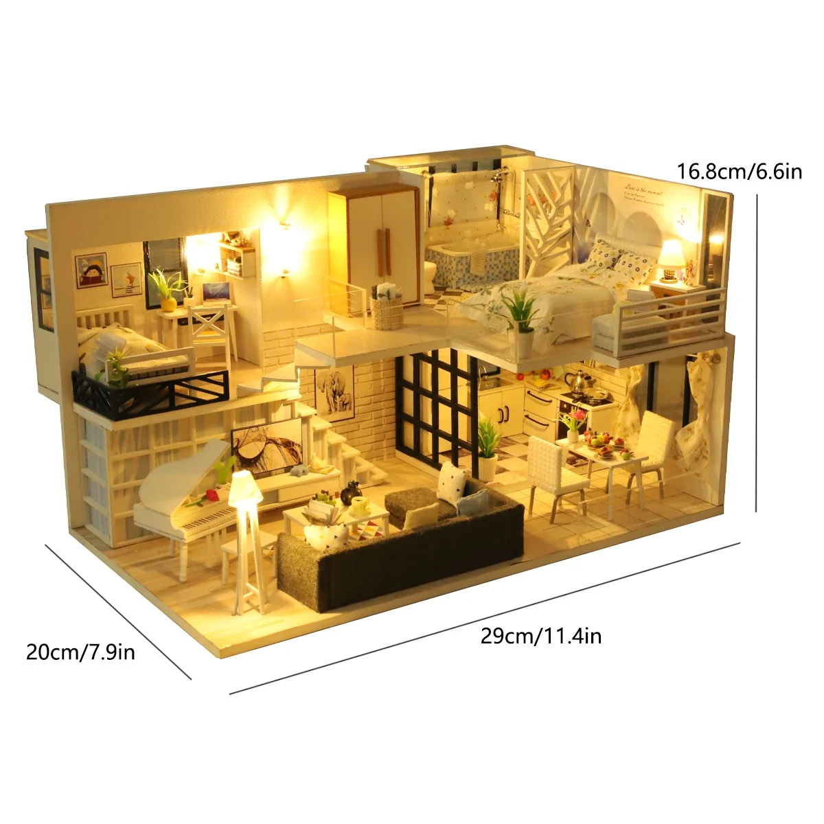 Baby House Kit Mini DIY Handmade Duplex Apartment Production 3D Puzzle Assembly Building Model Girl Toys, Home Bedroom Decoratio