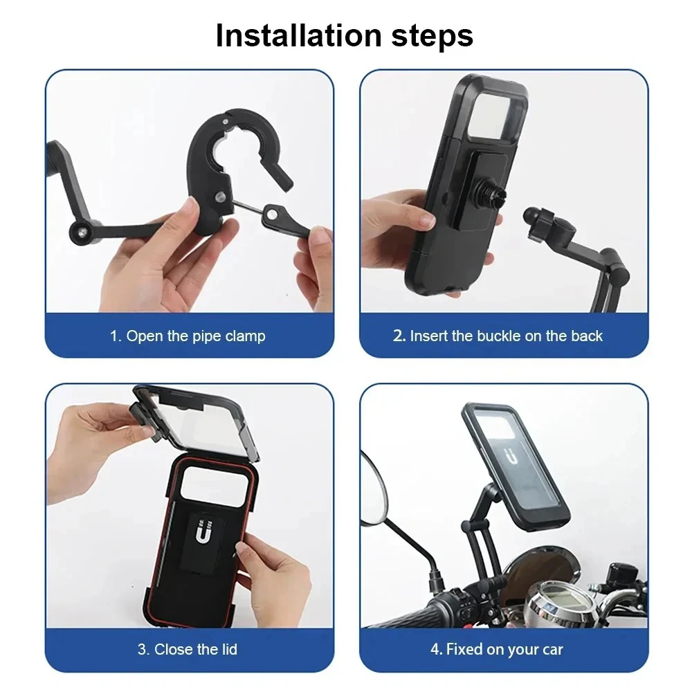 Новый регулируемый выдвижной держатель для телефона на велосипеде 360° °   Вращающийся водонепроницаемый противоударный крепление для велосипеда/мотоцикла с сенсорным экраном