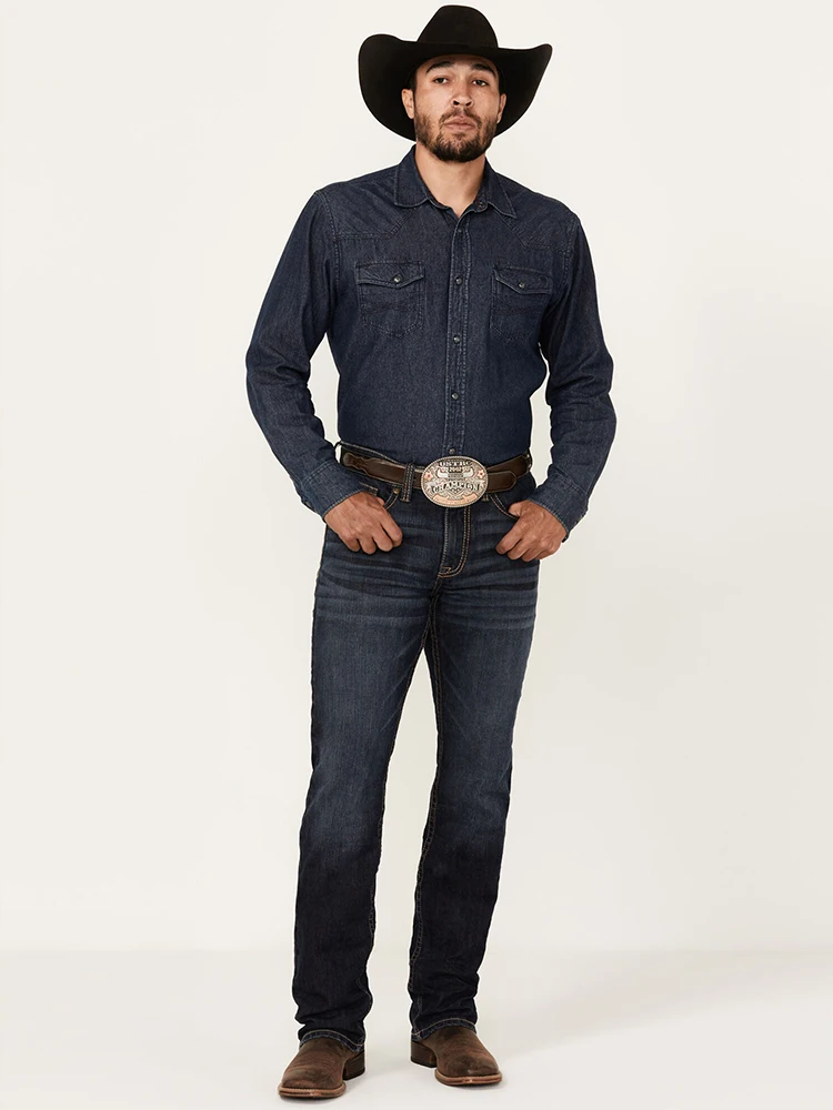 

Джинсы Cody James Western Sle, свободного кроя, прямые, в американском классическом стиле, цвет желтый камень, размер Large, повседневные, модные.