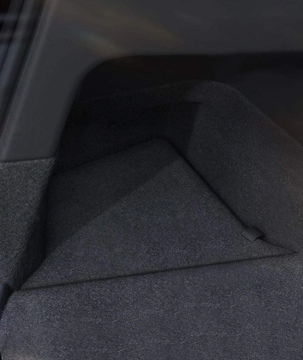 YZ Kofferraum-Seitenstauraumbox für Tesla Model Y Juniper 2025-2026 mit beflockter TPE-Abdeckung, Matte und Trennwand zur zusätzlichen Stauraumnutzung – Detail 17