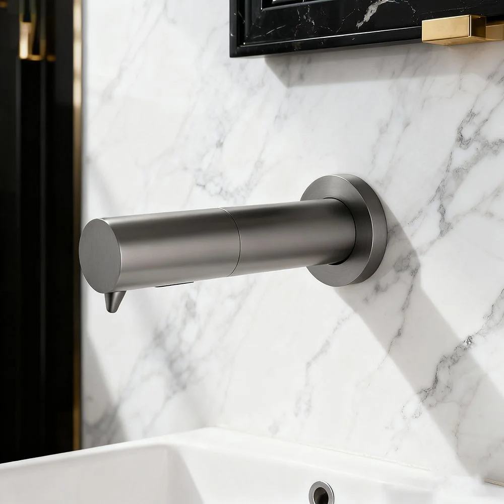 Wall Mounted Brass Hotel Use Bathroom 1000ML Auto Sensor Faucet Soap Dispenser Modern Design Battery Powered
