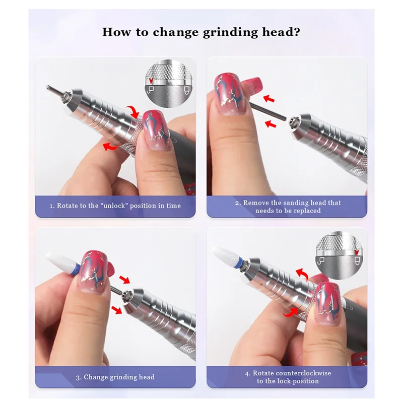 

-A14E Electric Nail Drill Machine Professional Nail Drills For Gel Nails Polish Rechargeable Portable Nail File Manicure Tool