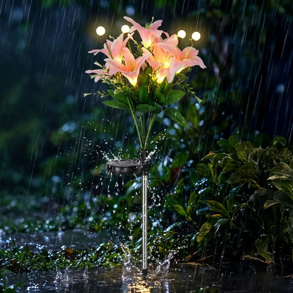Simulated Lily Bamboo Wisteria Lights Solar Garden Lights Outdoor Waterproof 2pcs Solar Powered Lily Bamboo Wisteria Flower