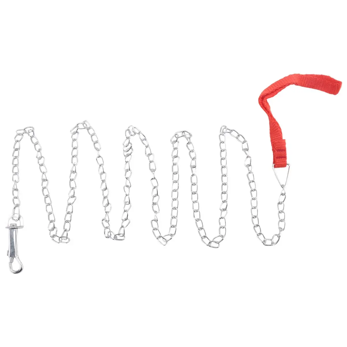 Final~~1.6m Heavy Duty Metal Chain Dog Puppy Walking Lead Leash Clip Red Handle